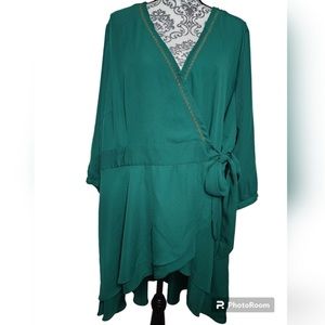 Embroidered Faux-Wrap Blouse